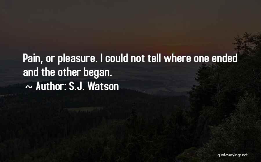 S.J. Watson Quotes: Pain, Or Pleasure. I Could Not Tell Where One Ended And The Other Began.
