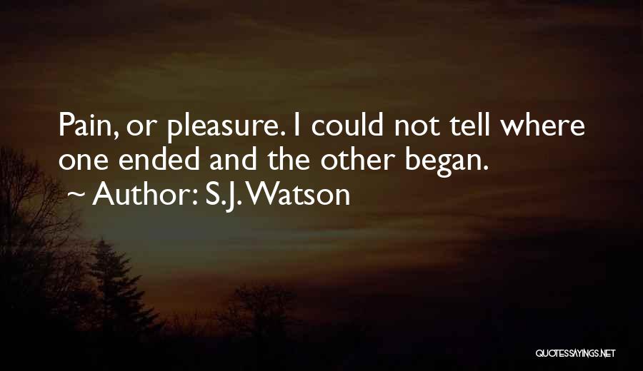 S.J. Watson Quotes: Pain, Or Pleasure. I Could Not Tell Where One Ended And The Other Began.