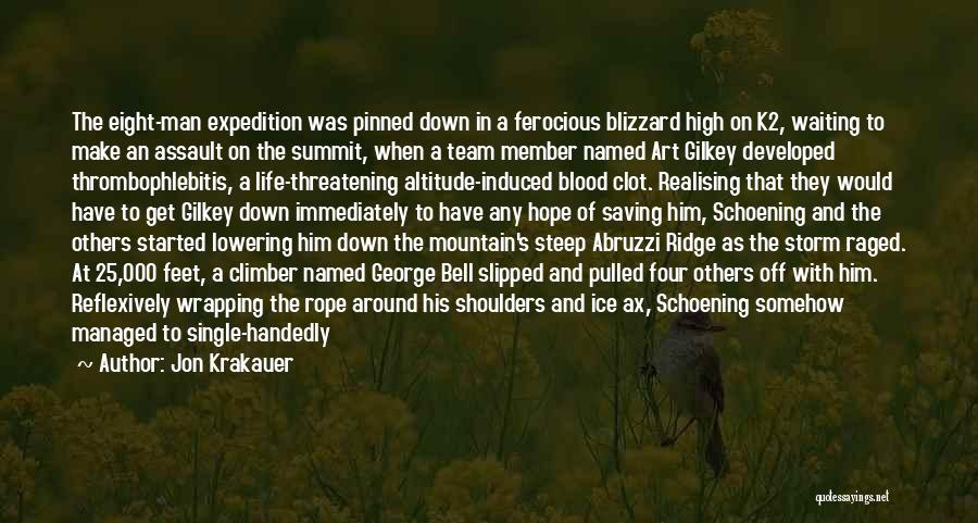 Jon Krakauer Quotes: The Eight-man Expedition Was Pinned Down In A Ferocious Blizzard High On K2, Waiting To Make An Assault On The