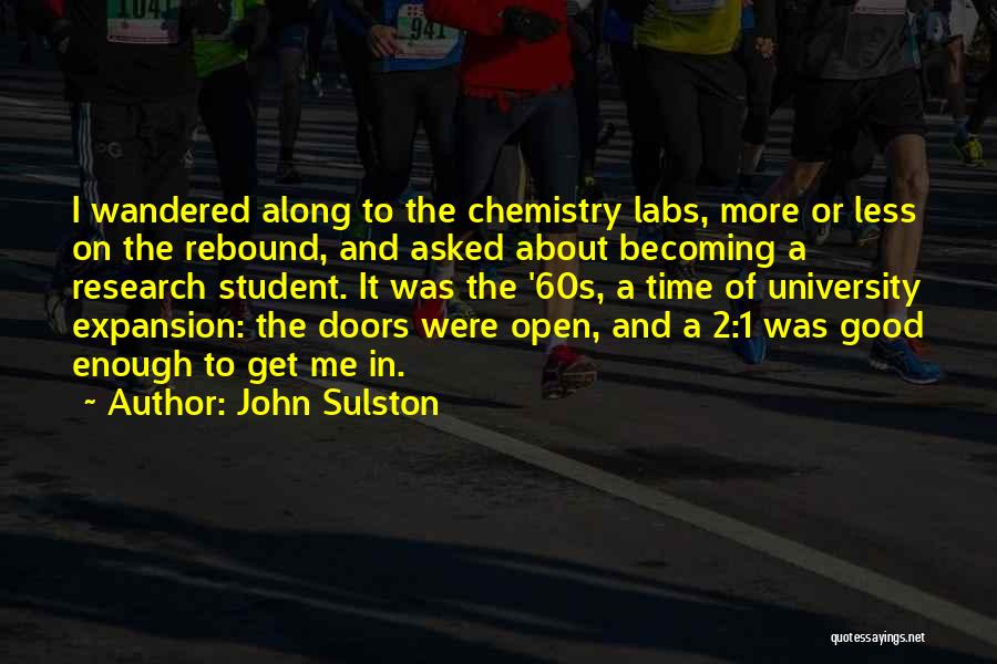 John Sulston Quotes: I Wandered Along To The Chemistry Labs, More Or Less On The Rebound, And Asked About Becoming A Research Student.