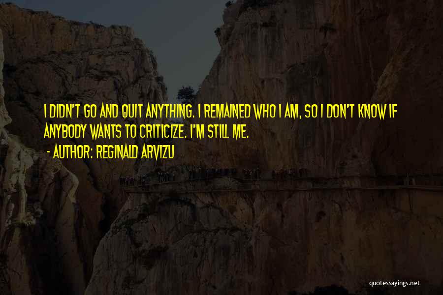 Reginald Arvizu Quotes: I Didn't Go And Quit Anything. I Remained Who I Am, So I Don't Know If Anybody Wants To Criticize.