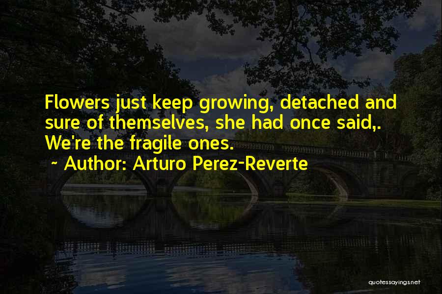 Arturo Perez-Reverte Quotes: Flowers Just Keep Growing, Detached And Sure Of Themselves, She Had Once Said,. We're The Fragile Ones.