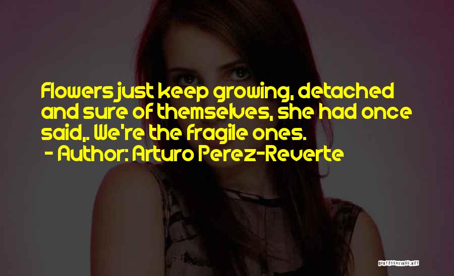 Arturo Perez-Reverte Quotes: Flowers Just Keep Growing, Detached And Sure Of Themselves, She Had Once Said,. We're The Fragile Ones.