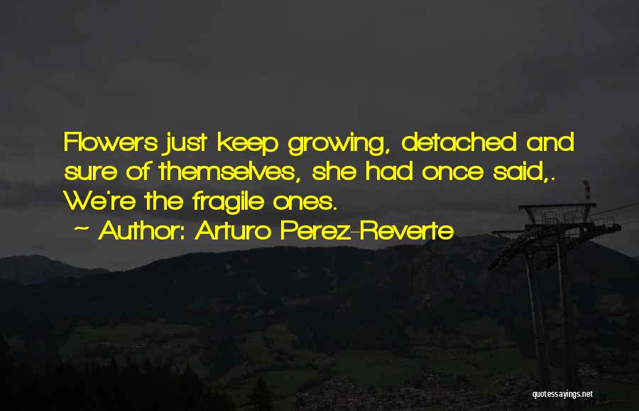 Arturo Perez-Reverte Quotes: Flowers Just Keep Growing, Detached And Sure Of Themselves, She Had Once Said,. We're The Fragile Ones.