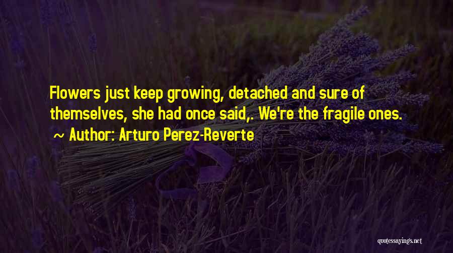 Arturo Perez-Reverte Quotes: Flowers Just Keep Growing, Detached And Sure Of Themselves, She Had Once Said,. We're The Fragile Ones.