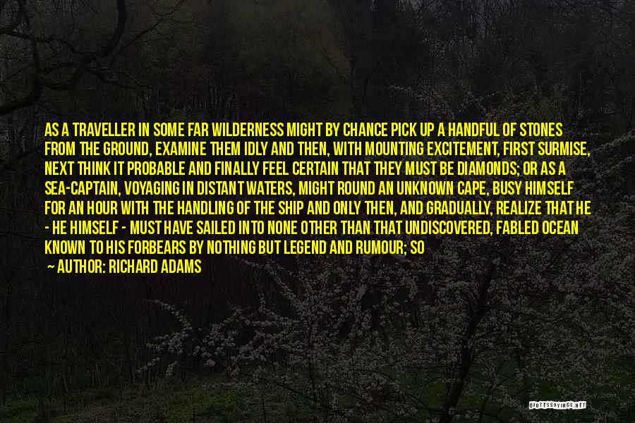 Richard Adams Quotes: As A Traveller In Some Far Wilderness Might By Chance Pick Up A Handful Of Stones From The Ground, Examine