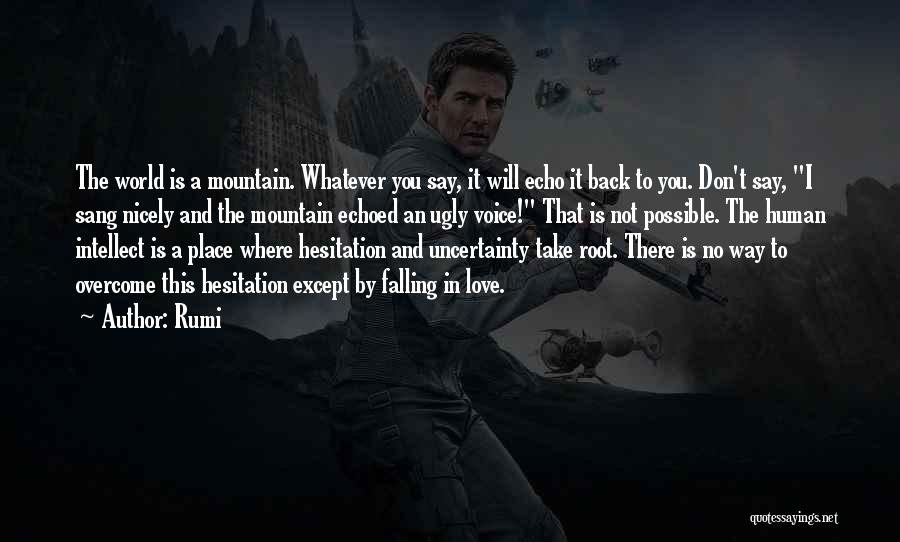 Rumi Quotes: The World Is A Mountain. Whatever You Say, It Will Echo It Back To You. Don't Say, I Sang Nicely