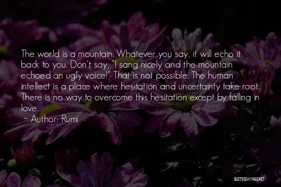 Rumi Quotes: The World Is A Mountain. Whatever You Say, It Will Echo It Back To You. Don't Say, I Sang Nicely
