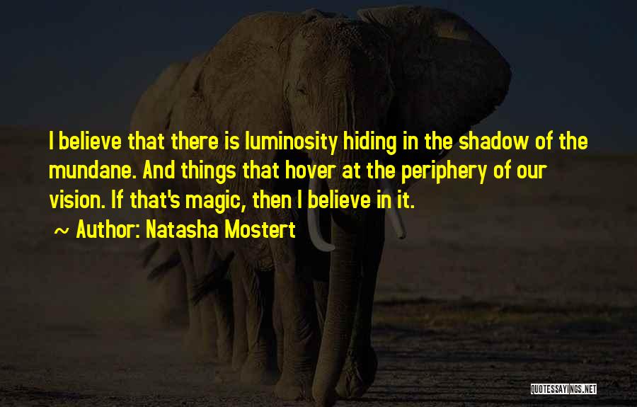 Natasha Mostert Quotes: I Believe That There Is Luminosity Hiding In The Shadow Of The Mundane. And Things That Hover At The Periphery