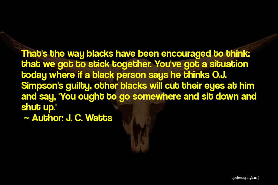J. C. Watts Quotes: That's The Way Blacks Have Been Encouraged To Think: That We Got To Stick Together. You've Got A Situation Today