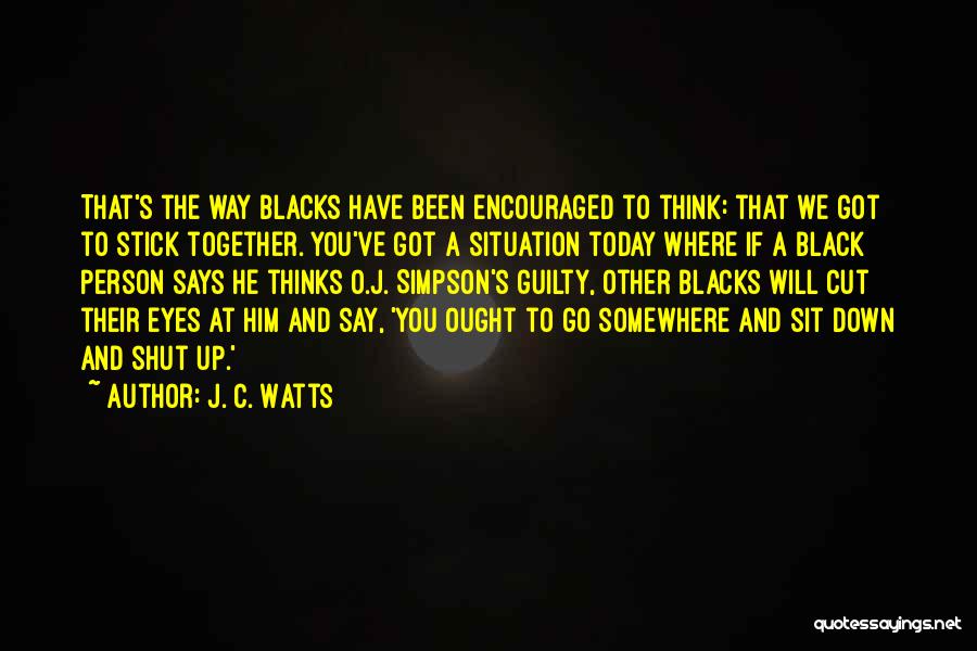 J. C. Watts Quotes: That's The Way Blacks Have Been Encouraged To Think: That We Got To Stick Together. You've Got A Situation Today