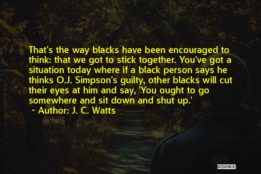 J. C. Watts Quotes: That's The Way Blacks Have Been Encouraged To Think: That We Got To Stick Together. You've Got A Situation Today