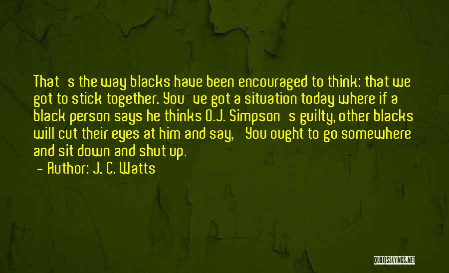 J. C. Watts Quotes: That's The Way Blacks Have Been Encouraged To Think: That We Got To Stick Together. You've Got A Situation Today