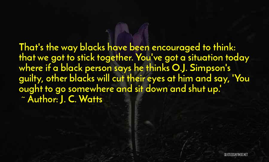 J. C. Watts Quotes: That's The Way Blacks Have Been Encouraged To Think: That We Got To Stick Together. You've Got A Situation Today