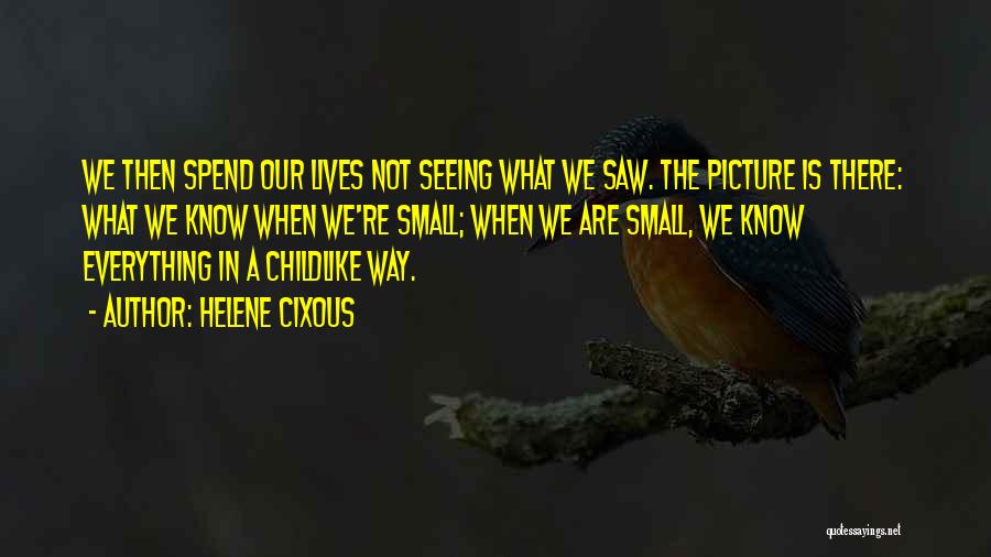 Helene Cixous Quotes: We Then Spend Our Lives Not Seeing What We Saw. The Picture Is There: What We Know When We're Small;