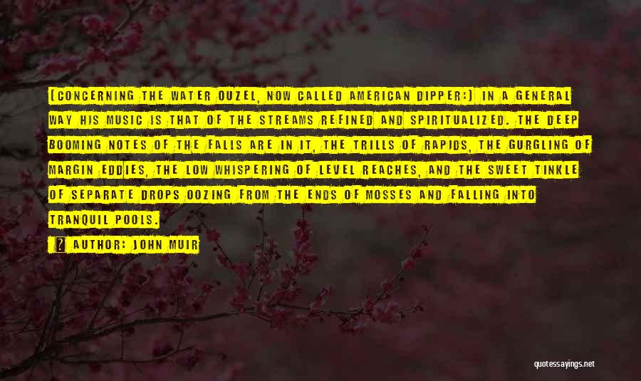 John Muir Quotes: [concerning The Water Ouzel, Now Called American Dipper:] In A General Way His Music Is That Of The Streams Refined