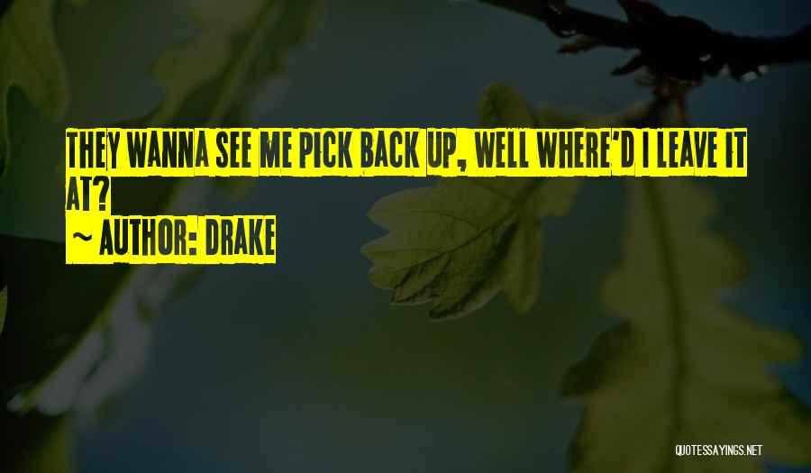 Drake Quotes: They Wanna See Me Pick Back Up, Well Where'd I Leave It At?