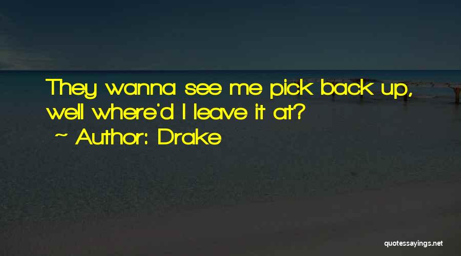 Drake Quotes: They Wanna See Me Pick Back Up, Well Where'd I Leave It At?