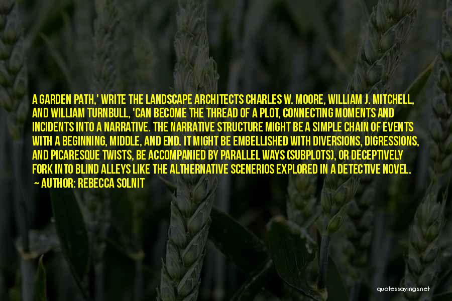 Rebecca Solnit Quotes: A Garden Path,' Write The Landscape Architects Charles W. Moore, William J. Mitchell, And William Turnbull, 'can Become The Thread