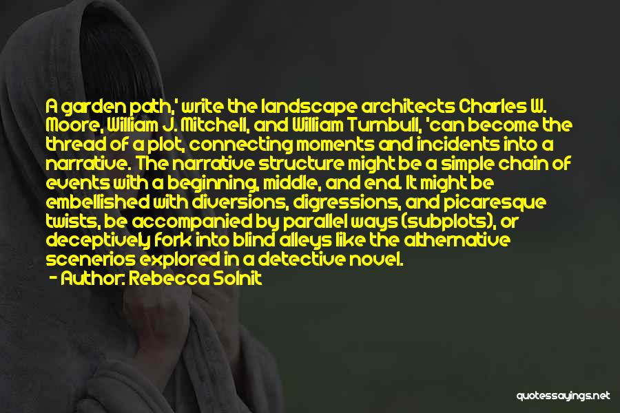 Rebecca Solnit Quotes: A Garden Path,' Write The Landscape Architects Charles W. Moore, William J. Mitchell, And William Turnbull, 'can Become The Thread