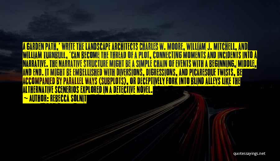 Rebecca Solnit Quotes: A Garden Path,' Write The Landscape Architects Charles W. Moore, William J. Mitchell, And William Turnbull, 'can Become The Thread