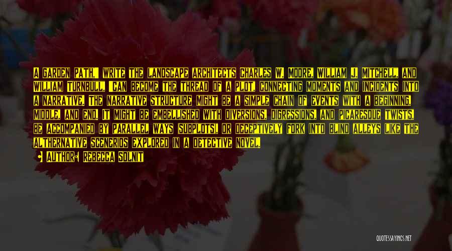 Rebecca Solnit Quotes: A Garden Path,' Write The Landscape Architects Charles W. Moore, William J. Mitchell, And William Turnbull, 'can Become The Thread
