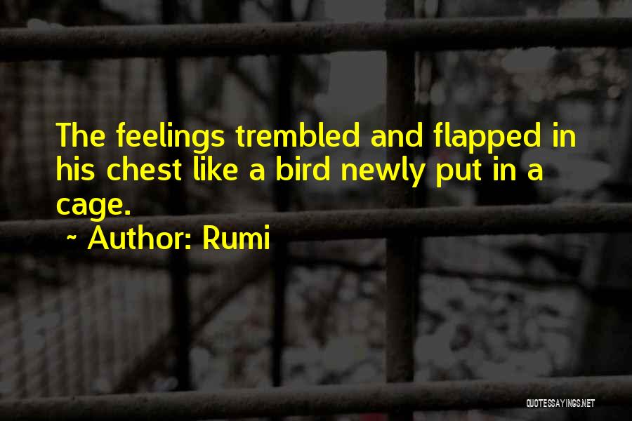 Rumi Quotes: The Feelings Trembled And Flapped In His Chest Like A Bird Newly Put In A Cage.