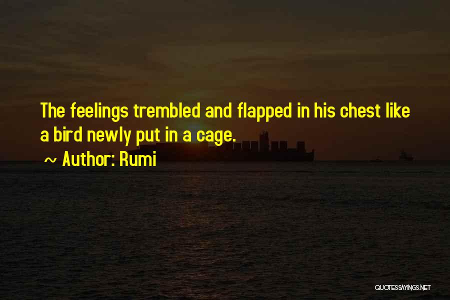 Rumi Quotes: The Feelings Trembled And Flapped In His Chest Like A Bird Newly Put In A Cage.