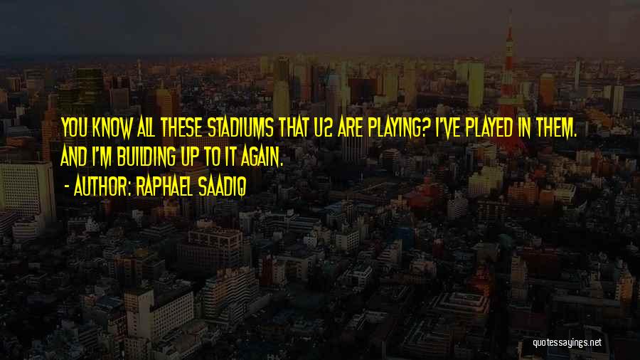 Raphael Saadiq Quotes: You Know All These Stadiums That U2 Are Playing? I've Played In Them. And I'm Building Up To It Again.