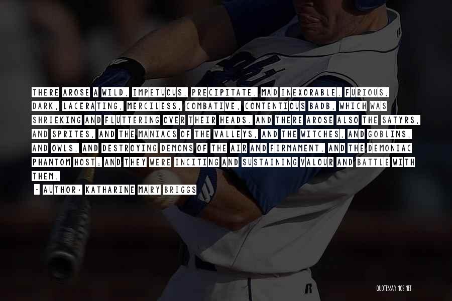 Katharine Mary Briggs Quotes: There Arose A Wild, Impetuous, Precipitate, Mad Inexorable, Furious, Dark, Lacerating, Merciless, Combative, Contentious Badb, Which Was Shrieking And Fluttering