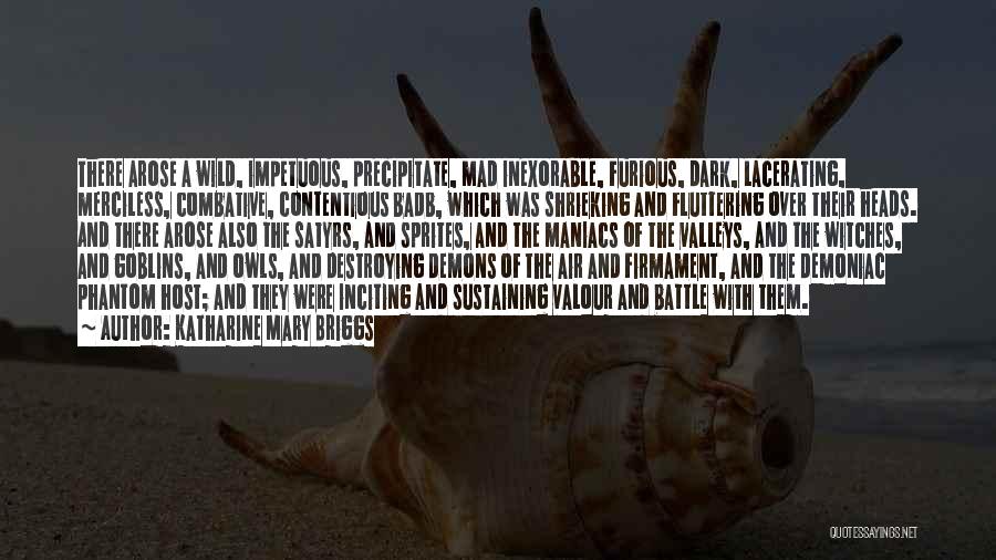 Katharine Mary Briggs Quotes: There Arose A Wild, Impetuous, Precipitate, Mad Inexorable, Furious, Dark, Lacerating, Merciless, Combative, Contentious Badb, Which Was Shrieking And Fluttering