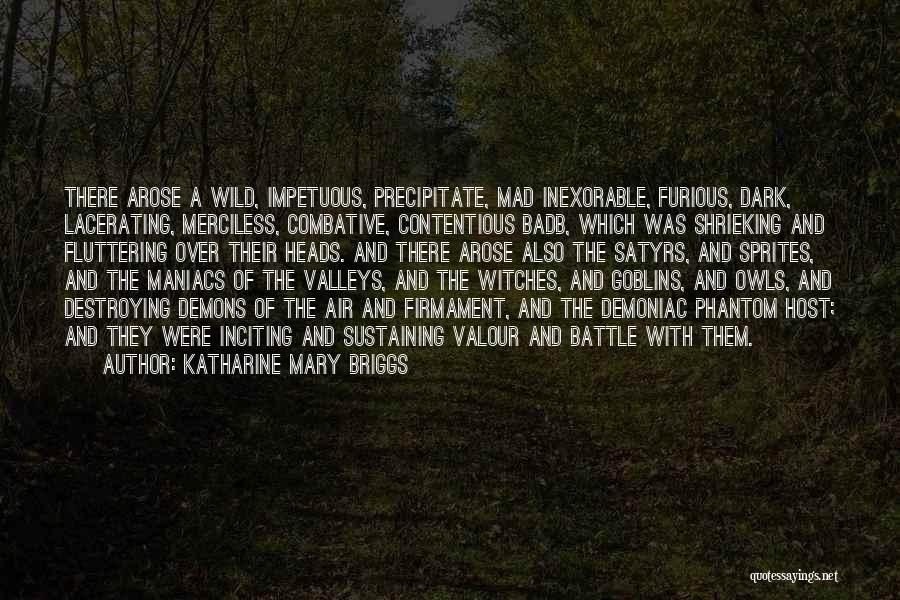 Katharine Mary Briggs Quotes: There Arose A Wild, Impetuous, Precipitate, Mad Inexorable, Furious, Dark, Lacerating, Merciless, Combative, Contentious Badb, Which Was Shrieking And Fluttering