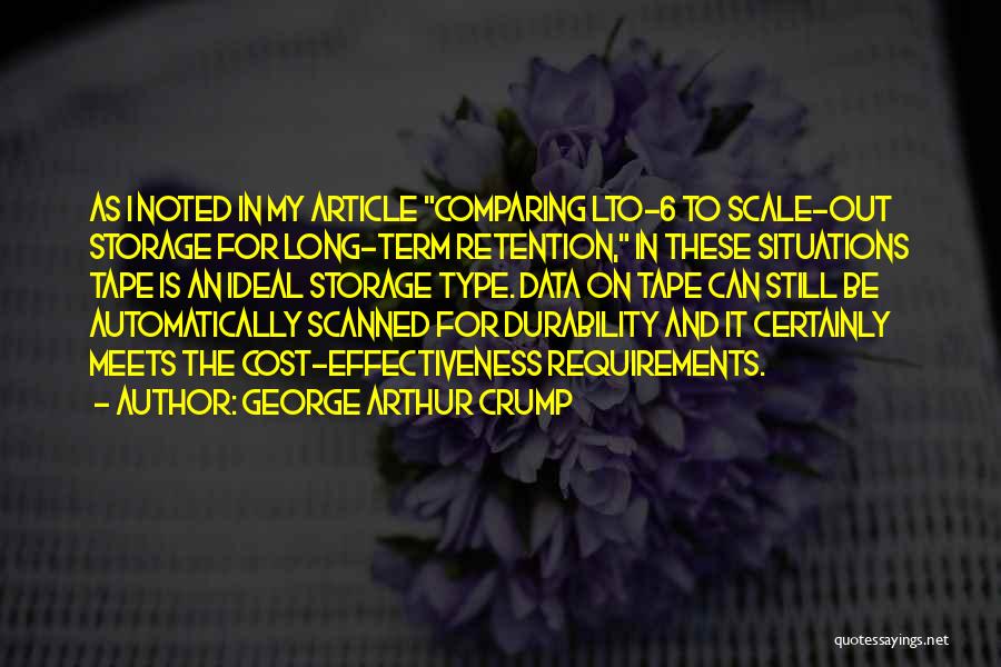 George Arthur Crump Quotes: As I Noted In My Article Comparing Lto-6 To Scale-out Storage For Long-term Retention, In These Situations Tape Is An