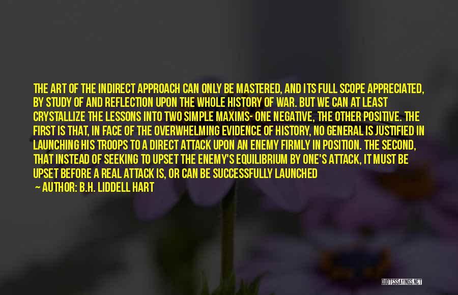 B.H. Liddell Hart Quotes: The Art Of The Indirect Approach Can Only Be Mastered, And Its Full Scope Appreciated, By Study Of And Reflection