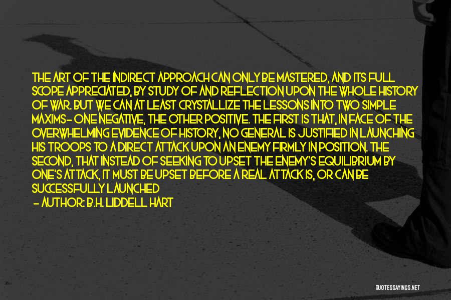 B.H. Liddell Hart Quotes: The Art Of The Indirect Approach Can Only Be Mastered, And Its Full Scope Appreciated, By Study Of And Reflection