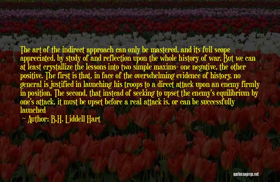 B.H. Liddell Hart Quotes: The Art Of The Indirect Approach Can Only Be Mastered, And Its Full Scope Appreciated, By Study Of And Reflection