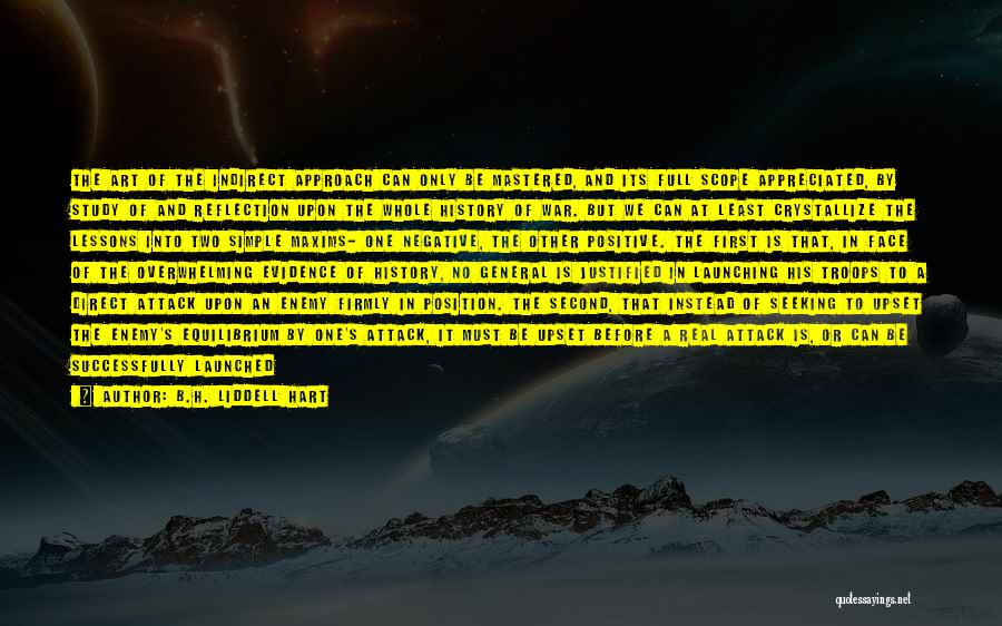 B.H. Liddell Hart Quotes: The Art Of The Indirect Approach Can Only Be Mastered, And Its Full Scope Appreciated, By Study Of And Reflection