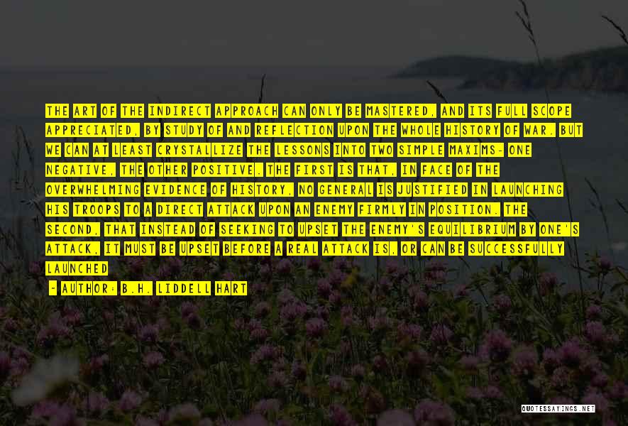 B.H. Liddell Hart Quotes: The Art Of The Indirect Approach Can Only Be Mastered, And Its Full Scope Appreciated, By Study Of And Reflection