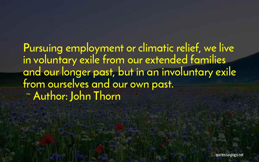 John Thorn Quotes: Pursuing Employment Or Climatic Relief, We Live In Voluntary Exile From Our Extended Families And Our Longer Past, But In