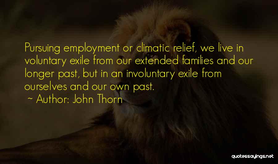 John Thorn Quotes: Pursuing Employment Or Climatic Relief, We Live In Voluntary Exile From Our Extended Families And Our Longer Past, But In