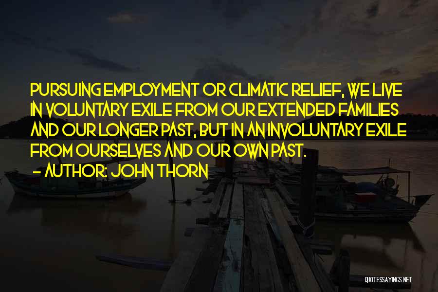 John Thorn Quotes: Pursuing Employment Or Climatic Relief, We Live In Voluntary Exile From Our Extended Families And Our Longer Past, But In