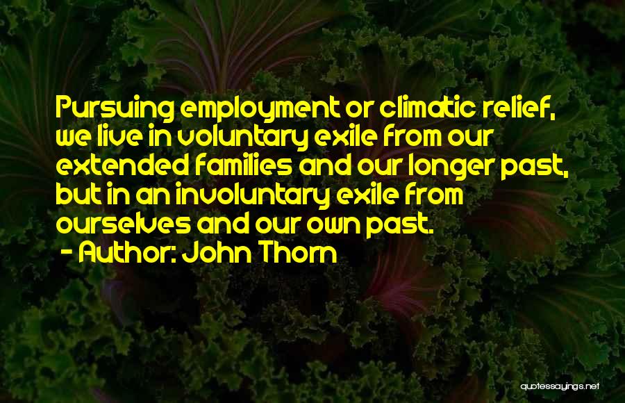 John Thorn Quotes: Pursuing Employment Or Climatic Relief, We Live In Voluntary Exile From Our Extended Families And Our Longer Past, But In