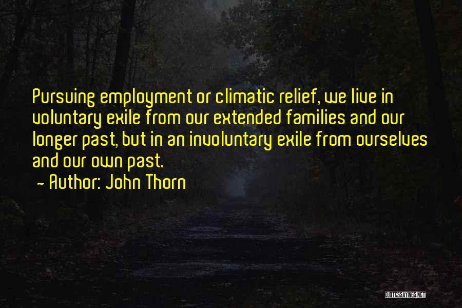 John Thorn Quotes: Pursuing Employment Or Climatic Relief, We Live In Voluntary Exile From Our Extended Families And Our Longer Past, But In