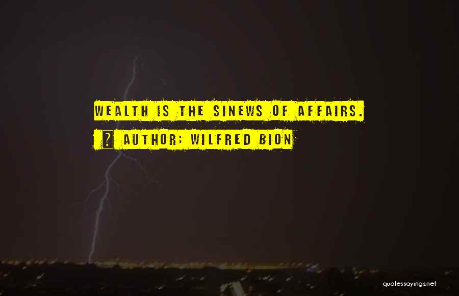 Wilfred Bion Quotes: Wealth Is The Sinews Of Affairs.