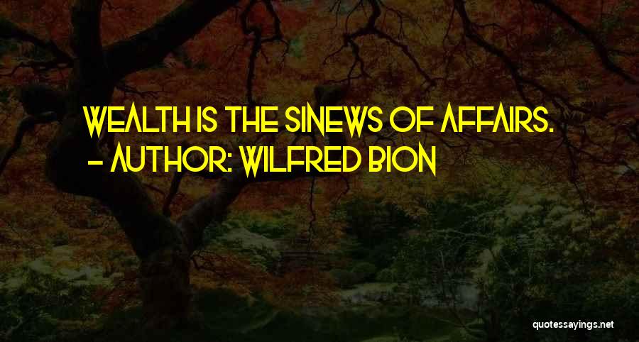 Wilfred Bion Quotes: Wealth Is The Sinews Of Affairs.