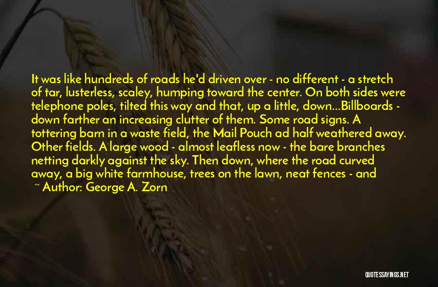 George A. Zorn Quotes: It Was Like Hundreds Of Roads He'd Driven Over - No Different - A Stretch Of Tar, Lusterless, Scaley, Humping