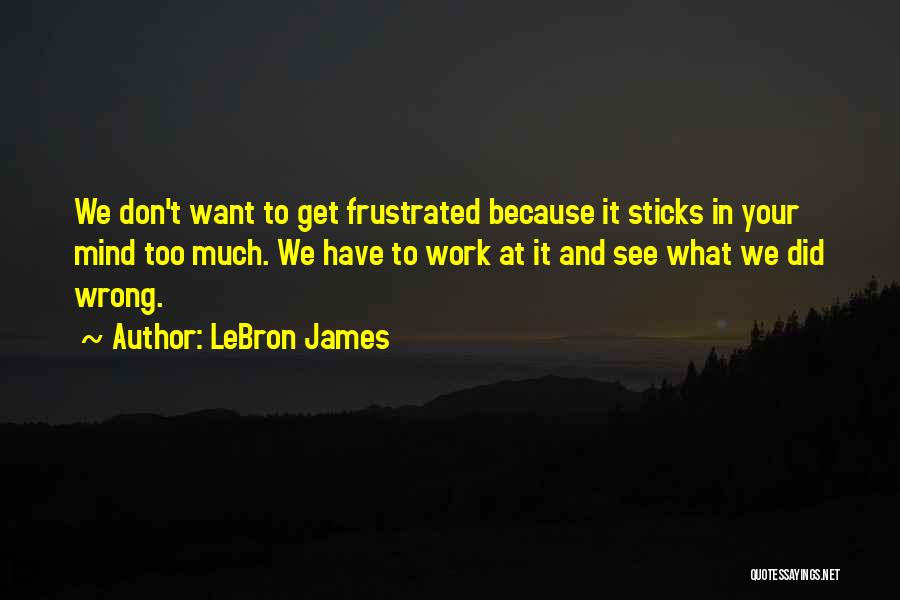 LeBron James Quotes: We Don't Want To Get Frustrated Because It Sticks In Your Mind Too Much. We Have To Work At It