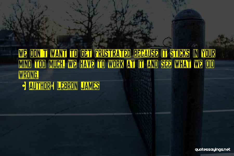 LeBron James Quotes: We Don't Want To Get Frustrated Because It Sticks In Your Mind Too Much. We Have To Work At It