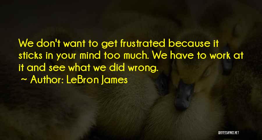 LeBron James Quotes: We Don't Want To Get Frustrated Because It Sticks In Your Mind Too Much. We Have To Work At It