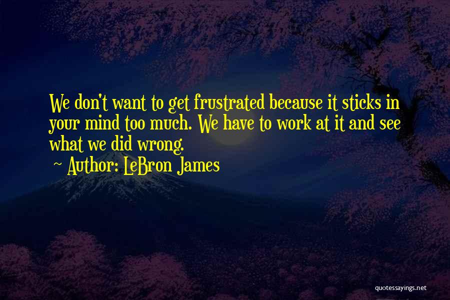 LeBron James Quotes: We Don't Want To Get Frustrated Because It Sticks In Your Mind Too Much. We Have To Work At It